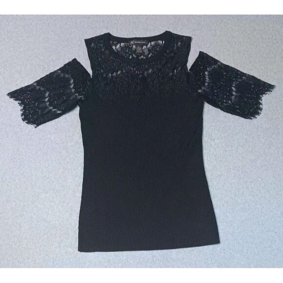 INC International Concepts Tops - International Concepts Cold Shoulder Lace Blouse S Black Whimsigoth Dark Fairy